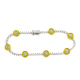 1.00CT Diamond and Yellow Lucite  18KT White Gold Bracelet